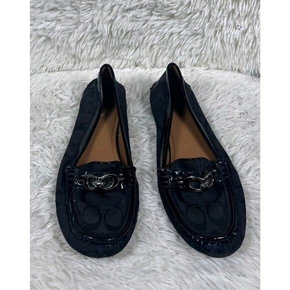 Coach New York Black Womens Signature C Pattern Loafer Flats 10B A0008 Fortunata - Picture 1 of 11